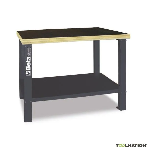 Beta 058000402 Banco da lavoro con piano in legno, 1500x930x720 mm - nero