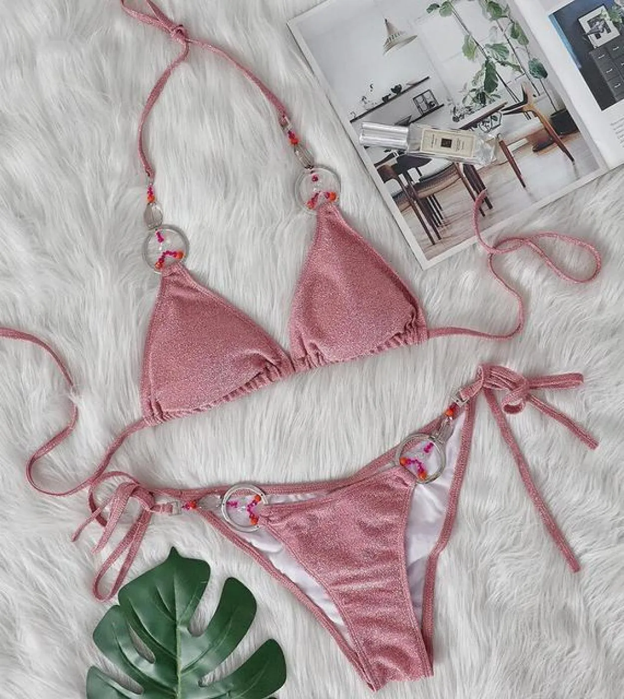 Bikini 2022 Solido Tessuto Brillante Fatto A Mano Con Perline Di Cristallo Costume Da Bagno Costume Da Bagno Donna Bikini Set Co