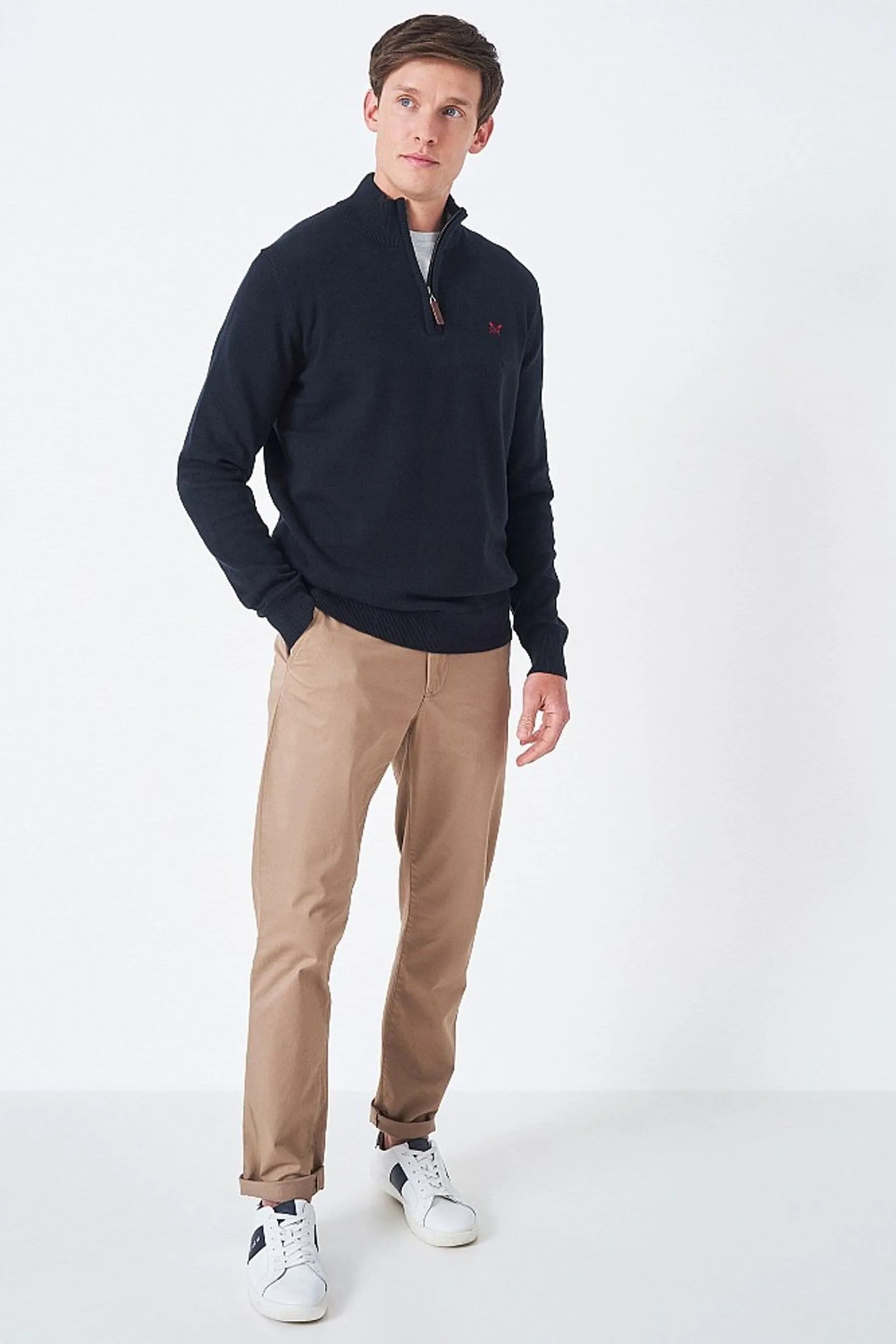 Crew Clothing - Felpa in cotone organico con zip corta