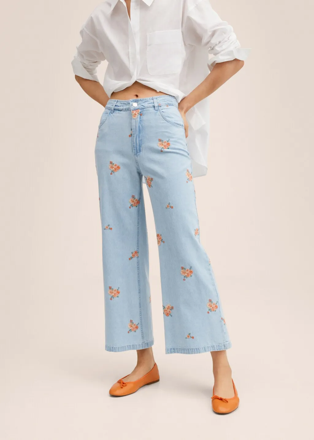 Jeans culotte ricamo