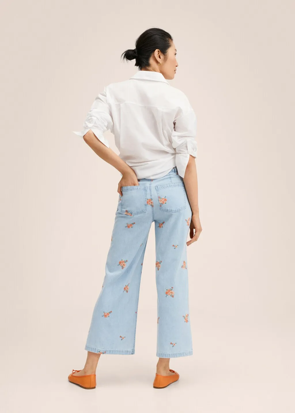 Jeans culotte ricamo