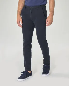 Pantalone chino blu in misto cotone e lino