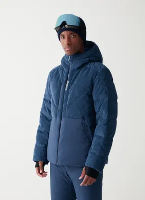 Puffy stretch corduroy ski jacket
