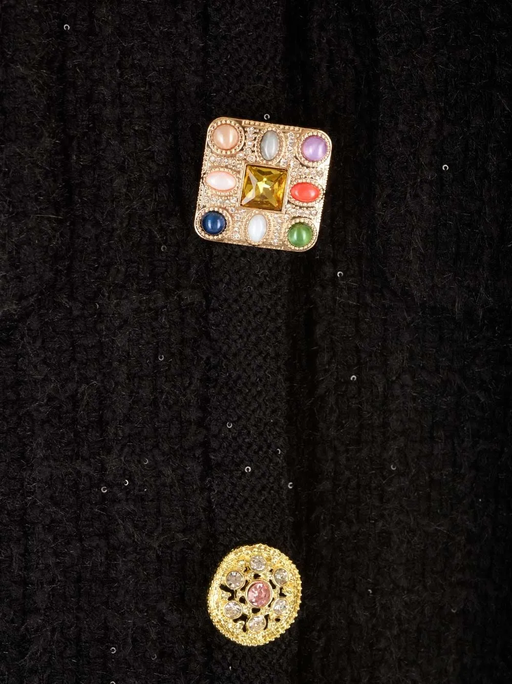   Self-portrait  Top in maglia con bottoni gioiello  