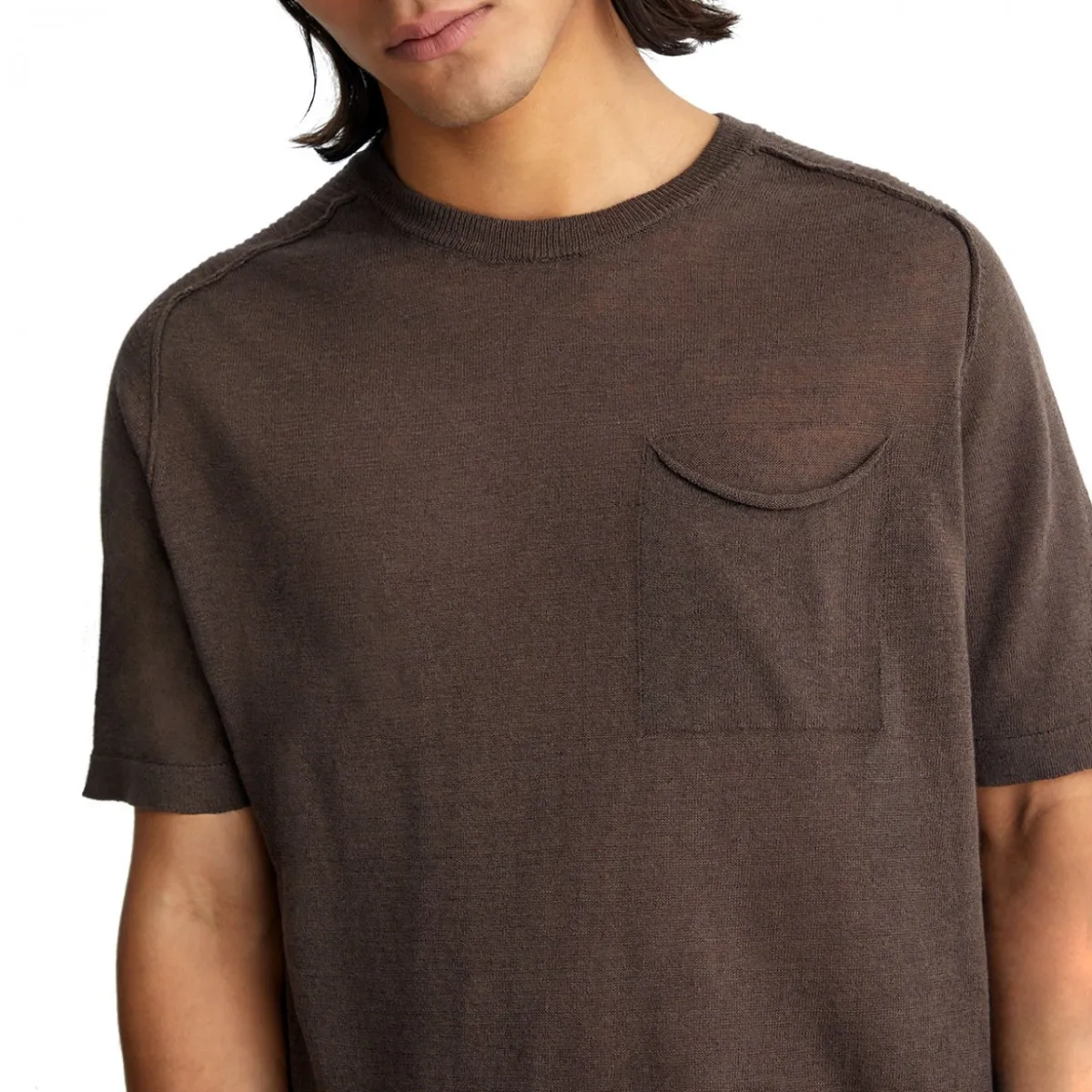 T-Shirt In Lino Girolino Marrone