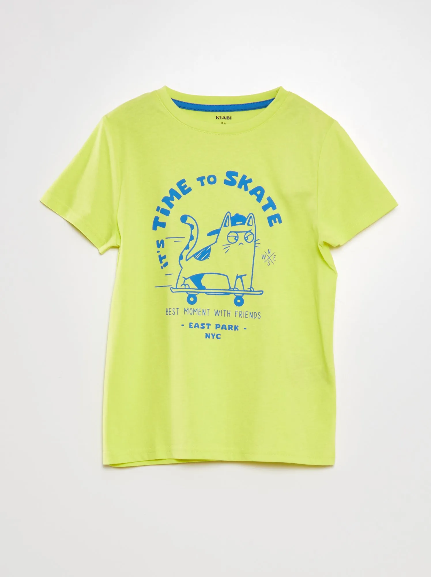 T-shirt scollo tondo in cotone - GIALLO