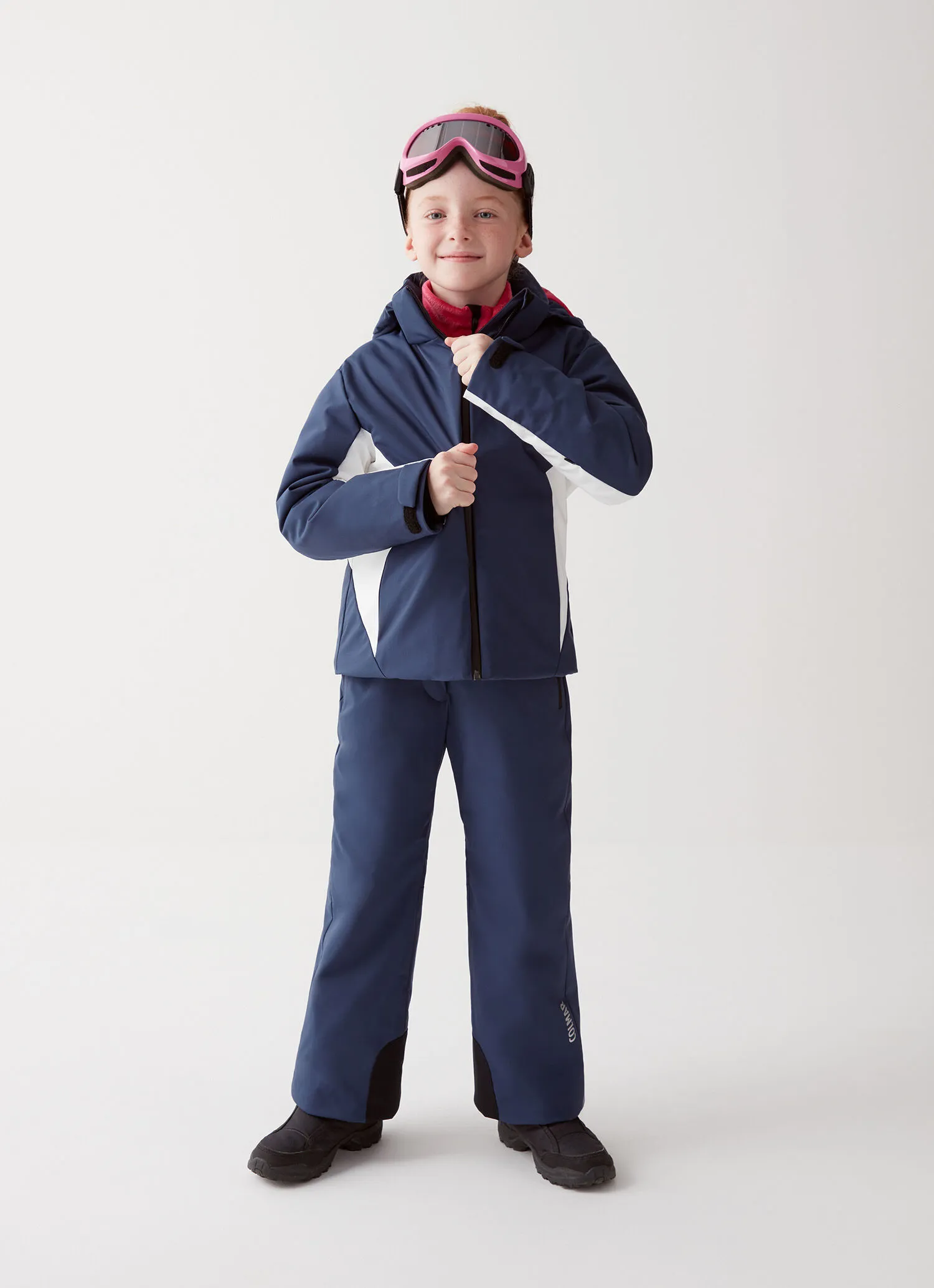 Two-tone ski jacket in recycled fabric