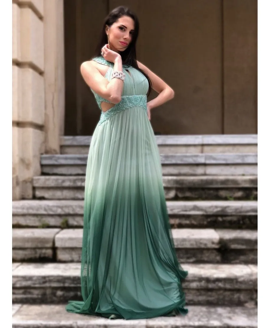 Vestito lungo - Elegante - Verde tiffany