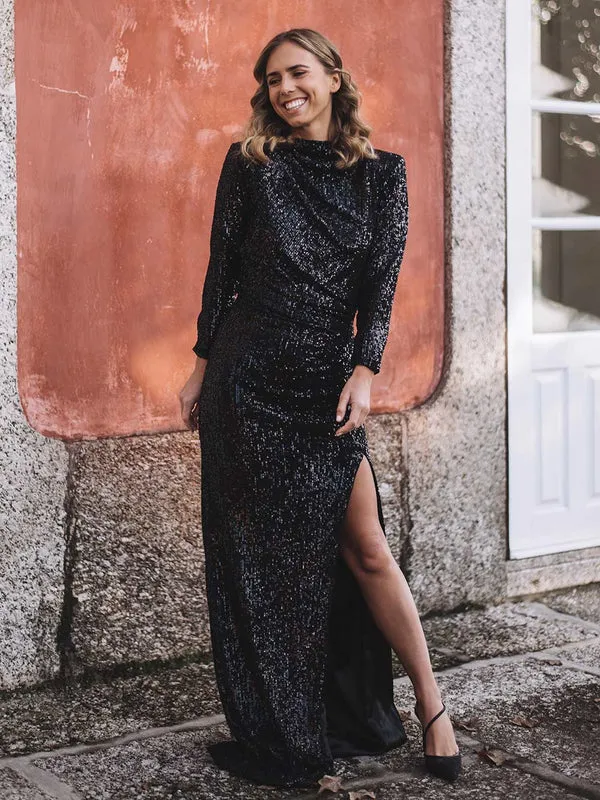 VESTITO PAILLETTES NERO